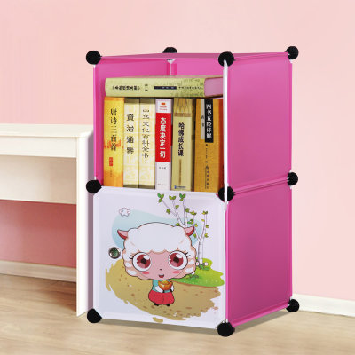 蜗家卡通书柜儿童书架自由组合玩具收纳柜简易储物置物架柜子(3格黑色 单排魔片书柜)