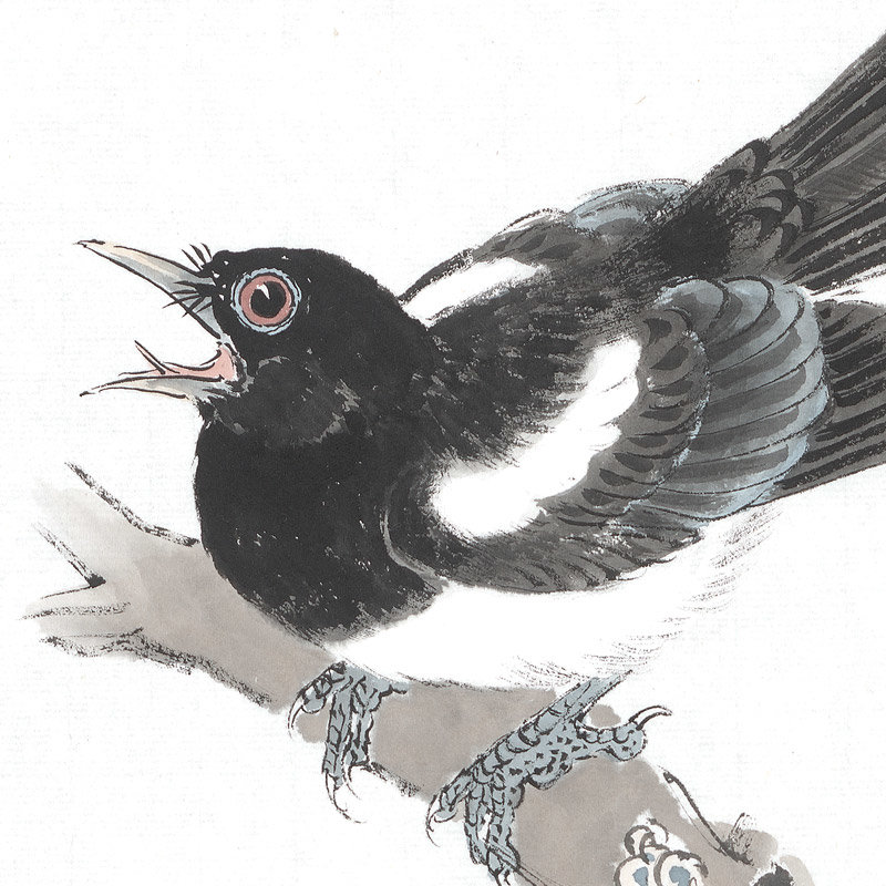 国画花鸟喜上眉梢花鸟画手绘工笔画客厅餐厅装饰挂画