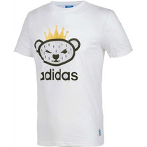 阿迪达斯运动T恤ADIDAS男士三叶草纯棉透气休闲短袖NIGO小熊上衣男夏季(白色 S)