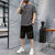 卡郎琪 男士短袖t恤夏季2020新款潮流一套搭配休闲运动套装宽松帅气衣服五分裤短裤(KXP-T269S205深灰 4XL)第2张高清大图