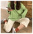 麻花针织衫女2022春季新款韩版网红宽松森系套头毛衣外套2423(绿色 均码)第3张高清大图