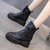SUNTEK马丁靴女英伦风2021年秋冬季新款加绒短靴内增高女鞋厚底高跟靴子(34 黑色 单里)第3张高清大图