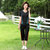 寻蔻妈妈夏装套装大码中年女装短袖休闲运动服时尚薄款两件套(黑色 XL)第3张高清大图