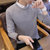 卡郎琪 男士秋冬季新款假两件保暖套头毛衣 韩版衬衫领针织衫假领长袖衬衣带领子上衣潮QCC126-1-850(灰色 M)第4张高清大图
