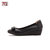马内尔21年夏季新款圆头浅口软底坡跟舒适妈妈鞋百搭单鞋G15191(黑色 37)第2张高清大图
