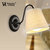 美式简约艺术单头壁灯 美式温馨布艺中式客厅餐厅卧室床头灯HS304017(单头 E27 白色)第5张高清大图