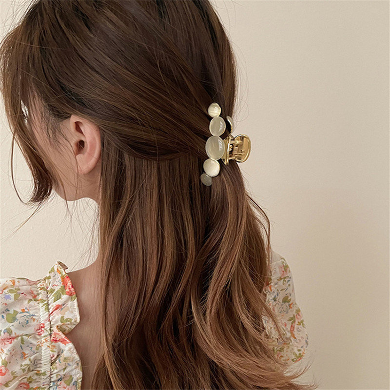 新款猫眼石发夹韩式鲨鱼夹头饰卡子大号抓夹发抓ins发卡气质发饰小号