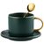 欧式小奢华金边咖啡杯碟家用陶瓷花茶杯咖啡杯器具礼盒套装杯架勺(绿色-（6杯碟+杯架+礼盒） 默认版本)第9张高清大图