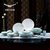 Auratic国瓷永丰源 夫人瓷 22头家用碗盘碟勺陶瓷中式餐具套装(西湖蓝 西湖蓝)第5张高清大图