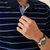 【抗皱透气】商务休闲舒适百搭条纹长袖男Polo衫(蓝色 175)第3张高清大图