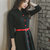 Mistletoe秋季新品气质修身女装通勒OL排扣连衣裙(黑色 XL)第2张高清大图