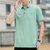 夏季新款男士桑蚕丝短袖T恤休闲夏装丝光棉上衣打底Polo衫(浅绿色 M)第3张高清大图