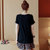 莉菲姿 夏季新款中长款体恤女修身韩版纯色大码短袖T恤裙连衣裙(黑色 4XL)第5张高清大图