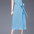 欧美时尚无袖连衣裙女2021夏季新款女装气质收腰中裙子(天蓝色 M)第4张高清大图