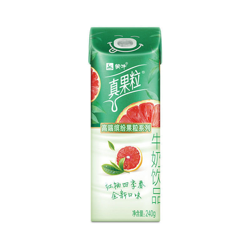 3月产蒙牛真果粒高端缤纷果粒红柚四季春无奖卡240g10自定义