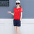 莉菲姿 夏季新款韩版时尚跑步卫衣套装短袖短裤休闲宽松运动服两件套女(黑色 XL)第4张高清大图