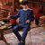 【俞兆林】 (两件套）条纹男士睡衣男春秋季长袖优质棉薄款青年全棉大码家居服套装 HBB7367NAN(蓝色 XL)第4张高清大图