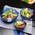 玻璃锤纹彩色沙拉碗家用茶洗客厅水果盘干果盘创意加厚套件(渐变蓝 不描金小号)第4张高清大图