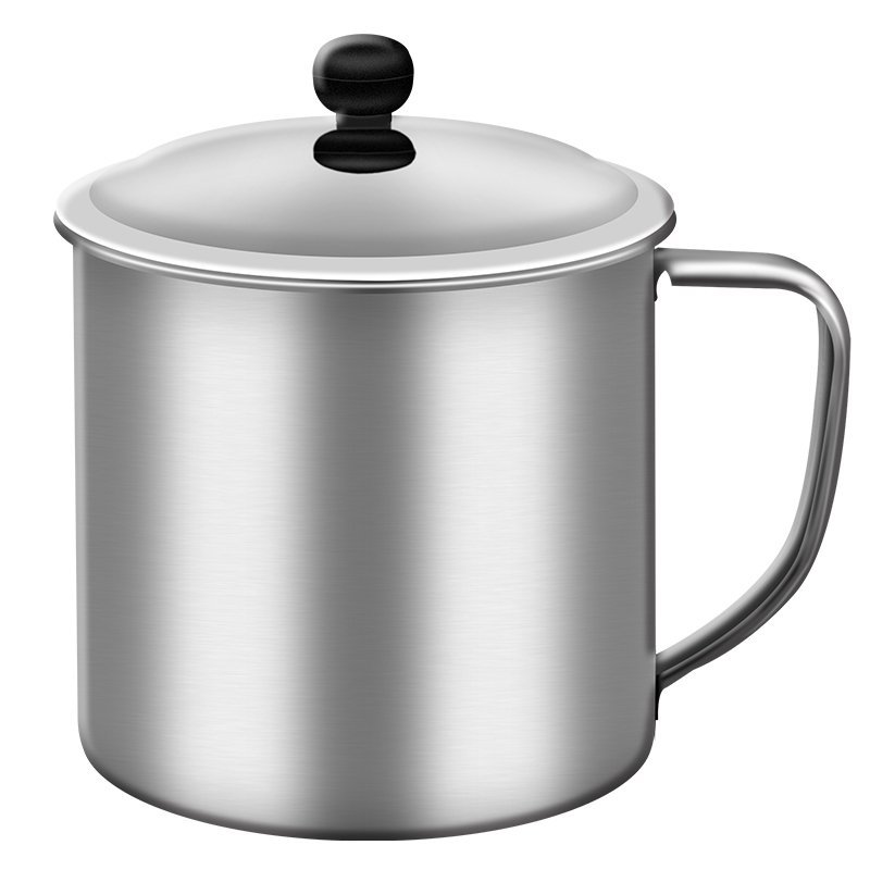 口杯304不锈钢茶缸子带手柄家用铁杯子喝水幼儿园儿童带盖小水杯乳