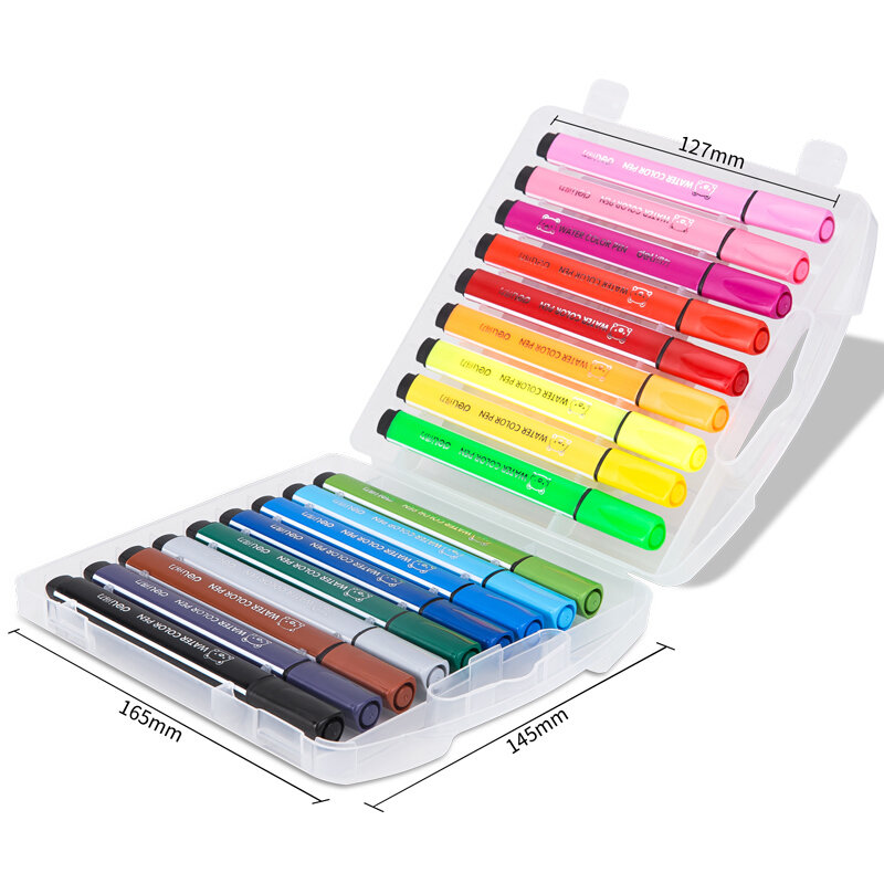 70720卡通易握住可水洗水彩笔 儿童绘画自来水笔套装美术用品 12色/18