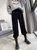 伴人暖雪尼尔束脚收口裤时尚休闲显瘦运动裤女(黑色 XXL)第5张高清大图