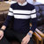 冲锋道  男士2019春季新款针织衫假两件套毛衣 男衬衫领青年韩版圆领长袖条纹毛衣外衣QCC126-1-831(藏青色 XL)第4张高清大图