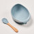 硅胶碗+木勺 儿童辅食碗硅胶吸盘碗汤碗防滑抗摔餐具  婴卫爱妮(灰蓝色)第4张高清大图