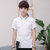 卡郎琪 男士夏季新款青年短袖T恤翻领韩版修身polo衫 学生薄款带领纯色体恤衫(KLQDQC1717白色 4XL)第2张高清大图