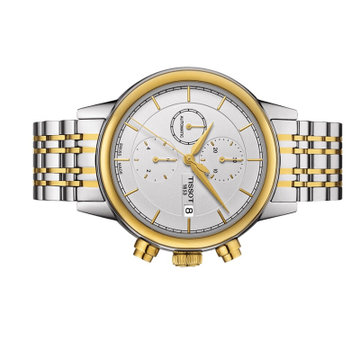 天梭/Tissot手表 卡森系列钢带机械男表T085.427.11.011.00(金壳白面钢带 钢带)
