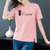 【灵薇雅】夏季韩系100%纯棉黑色猫咪卡通印花宽松圆领短袖T恤衫D7252(粉红色 M)第5张高清大图