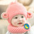 秋冬婴儿毛线帽0儿童3宝宝帽子6围巾两件套装12个月小孩加绒1-2岁(白色)第2张高清大图