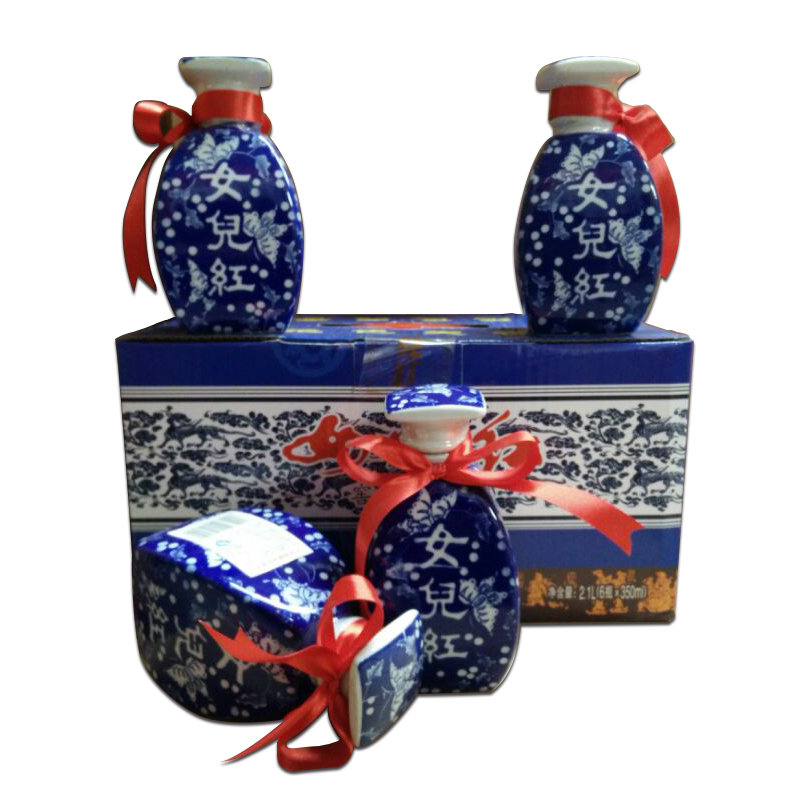 女儿红八年8年窖藏特型黄酒350ml6瓶青瓷瓶