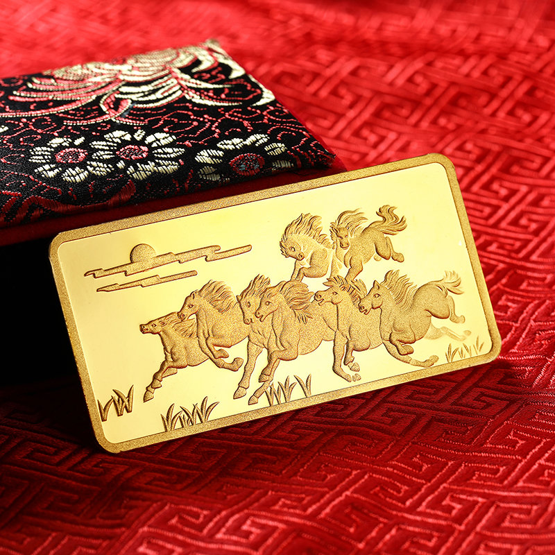 myearth黄金足金9999投资金条au9999马到成功20g金色商家自定义