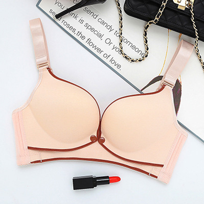 植彩无钢圈哺乳文胸薄款前开扣式喂奶内衣怀孕期孕妇胸罩黑色90d