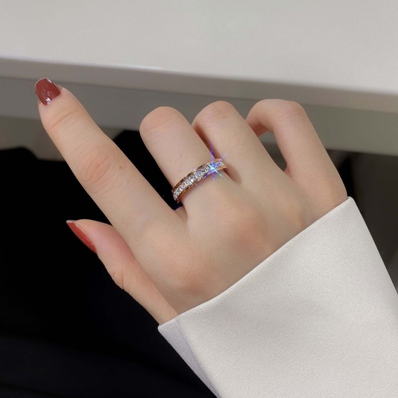 玫瑰金满钻食指戒指男女时尚网红小众设计感冷淡风指环小红书同款一型