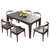 火烧石餐桌椅组合现代简约小户型大理石长方形家用火山石实木饭桌(1.3m餐桌+4椅)第5张高清大图