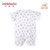 小米米minimoto新生儿护肚衣婴儿连体衣夏季薄款宝宝短袖哈衣爬服(米白 80cm（9-18月）)第2张高清大图