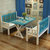 地中海实木餐桌椅餐台组合6人多人松木长方形小户型饭桌定制(白蓝色餐桌120*60*75)第3张高清大图