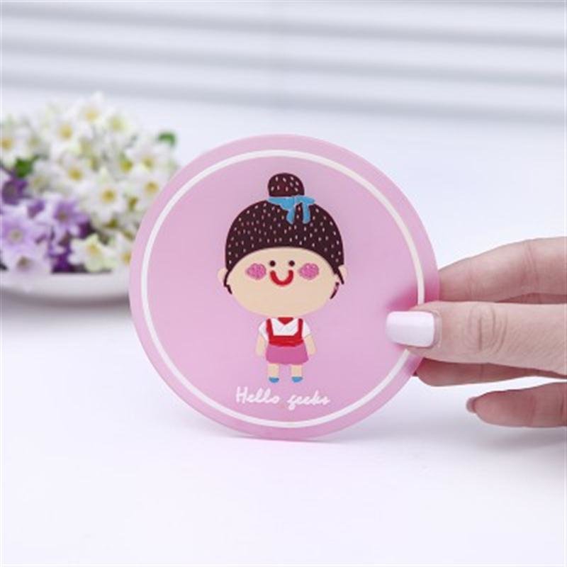 卡通立体半透明罗马尼动物硅胶杯垫 隔热垫 餐垫(包包头女孩)