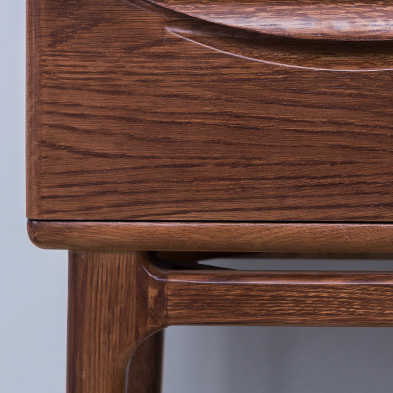 家用简约现代床头收纳柜卧室橡木床边小柜子储物柜胡桃色双抽床头柜