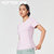 网纱透气运动T恤女夏季修身圆领短袖速干透气健身跑步上衣瑜伽服(紫色 L)第5张高清大图