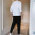 潮牌圆领卫衣男士2021新款时尚潮流长袖t恤秋季套装(白色 XXL)第5张高清大图
