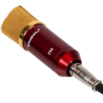 双诺 Z08专业电容有线麦克风（红色）高效过滤海绵 低输出阻抗 心型指向性 适用于：网络K歌、个人电脑录音及乐器录音等场合使用~~