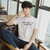 卡郎琪 男士2018年夏季新款短袖t恤 青年韩版圆领半短袖上衣字母图案黑白色体恤潮流上衣(KLQKX-C24白色 XXXL)第5张高清大图