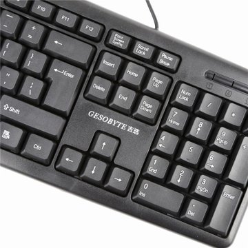 吉选（GESOBYTE）防泼溅 办公型有线键盘USB-KB830（黑色）