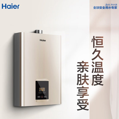 海尔（Haier）燃气热水器16升大水量家用婴儿洗变频水气双调恒温速热强排式天然气热水器 进水过滤 智能变升16升