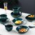北欧碗碟套装家用描金陶瓷碗盘碗筷餐具套装碗家用2021新款乔迁(描金-孔雀绿4.5英寸饭碗8个装)第3张高清大图