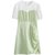 2021夏季新款韩版休闲风假两件拼接款格子短袖连衣裙(L 绿色)第5张高清大图