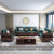 吉木多 新中式全实木沙发三人位带抽屉储物红橡木科技皮布客厅家具(默认 1+2+3)第2张高清大图