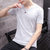 2017夏季简约时尚短袖韩版V领半袖修身T恤男士打底衫 6001(灰色 XL)第4张高清大图